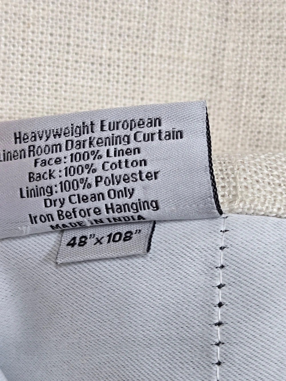 NWT QUINCE Set 2 48x108 Heavyweight European Linen Room Darkening Curtain 0225